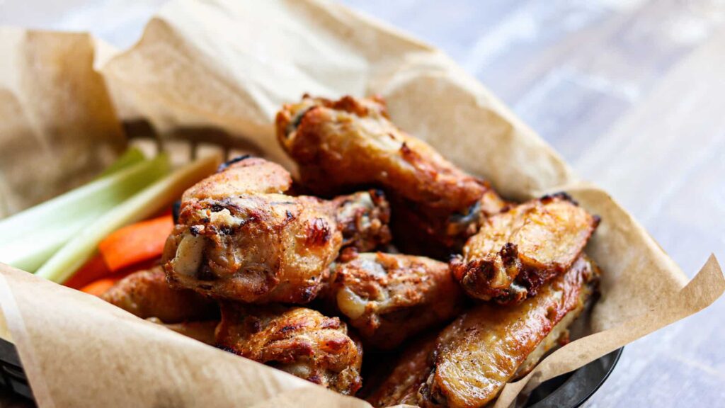 chicken wings with carrots and celery